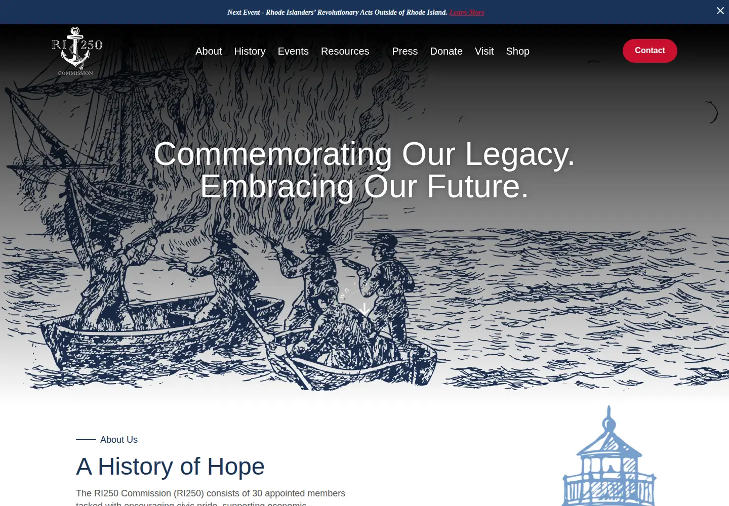 Screenshot of rhodeisland250.org