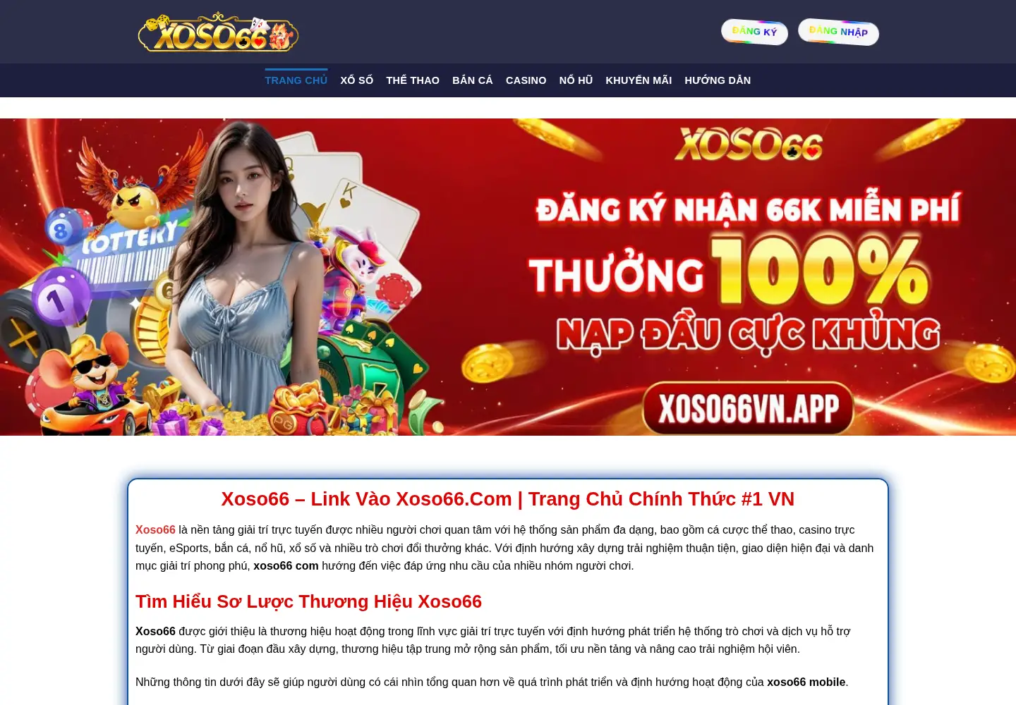 Captured homepage of xoso66vn.dad in the current scan