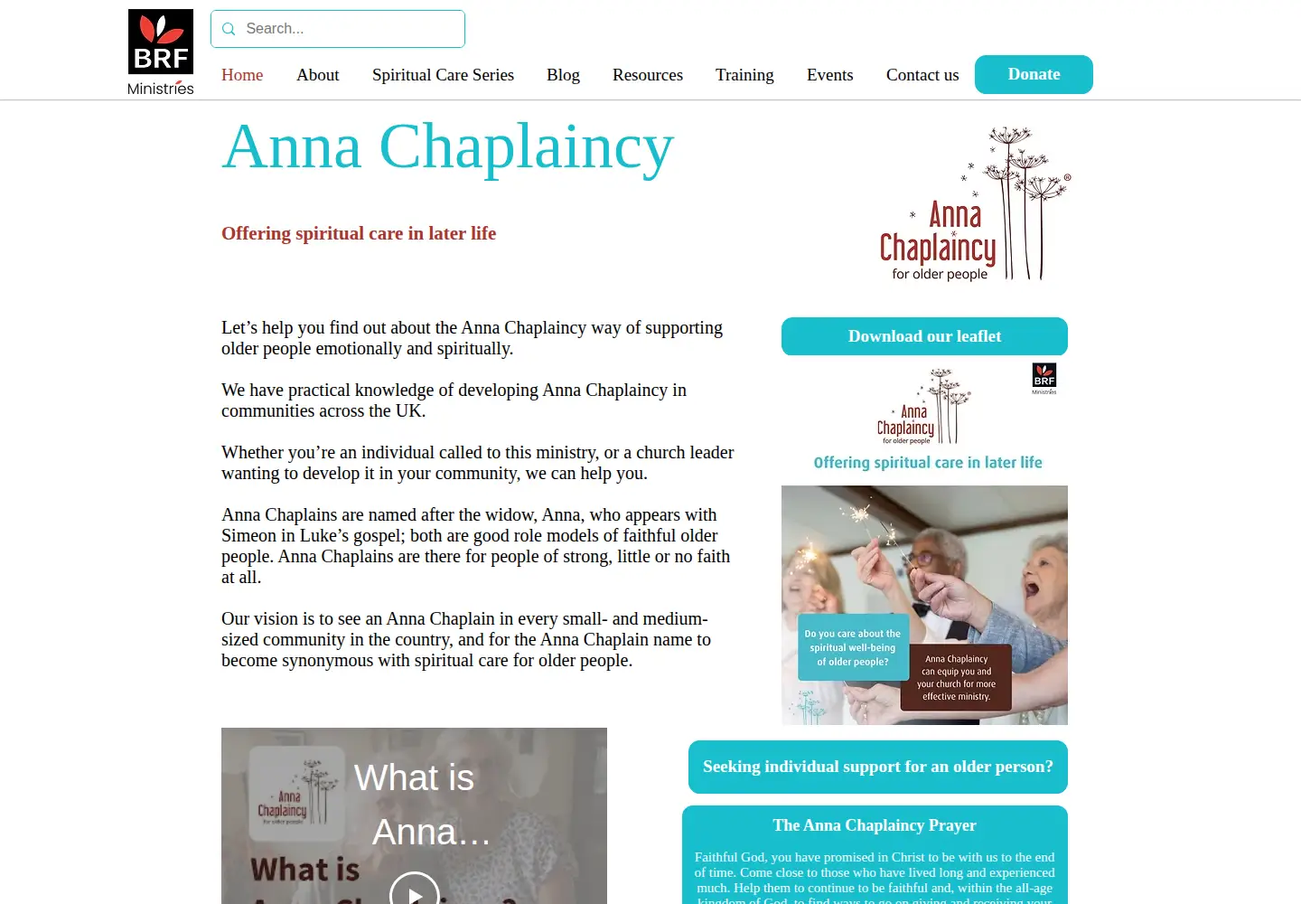Screenshot of annachaplaincy.org.uk