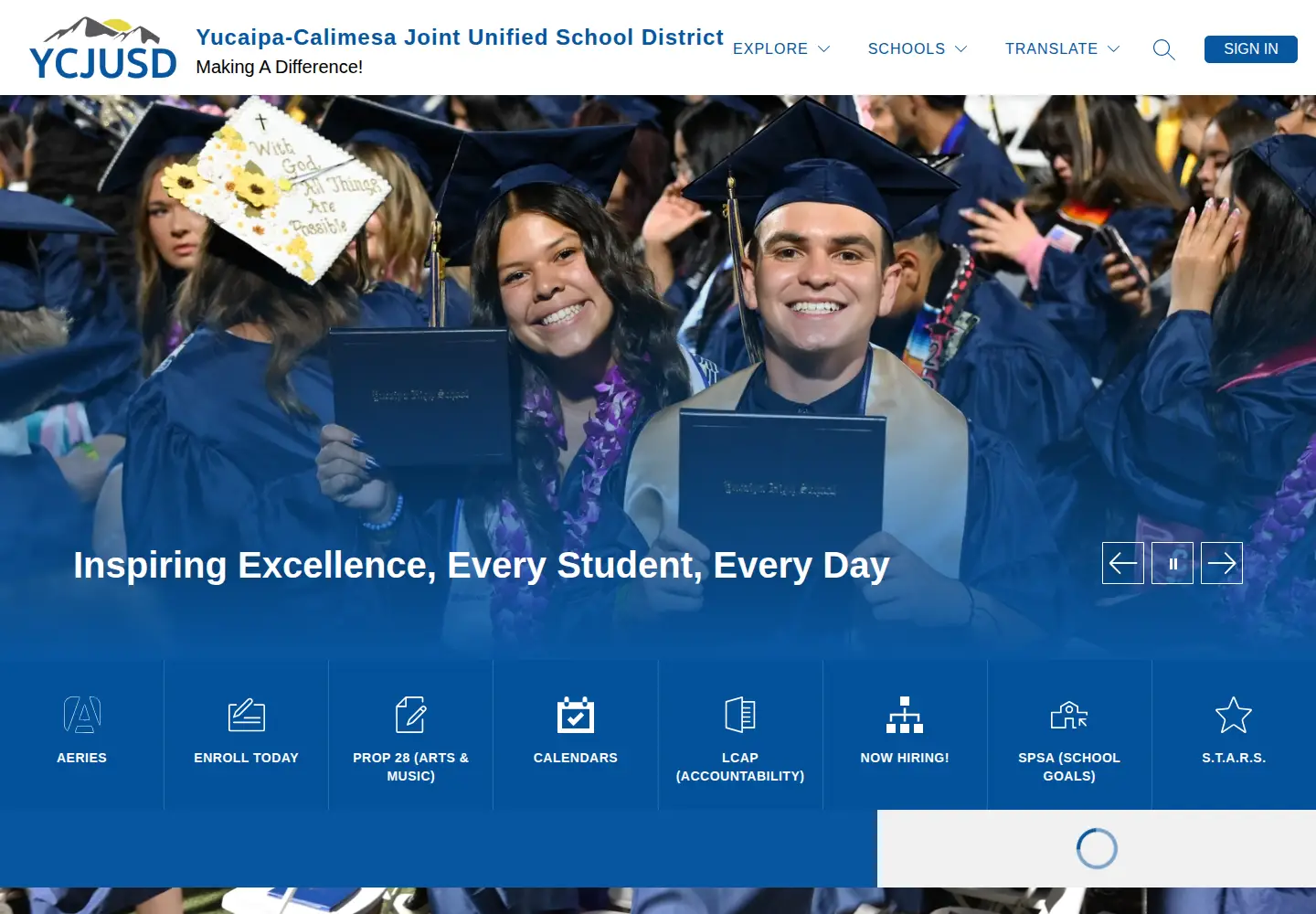 Screenshot of yucaipaschools.com
