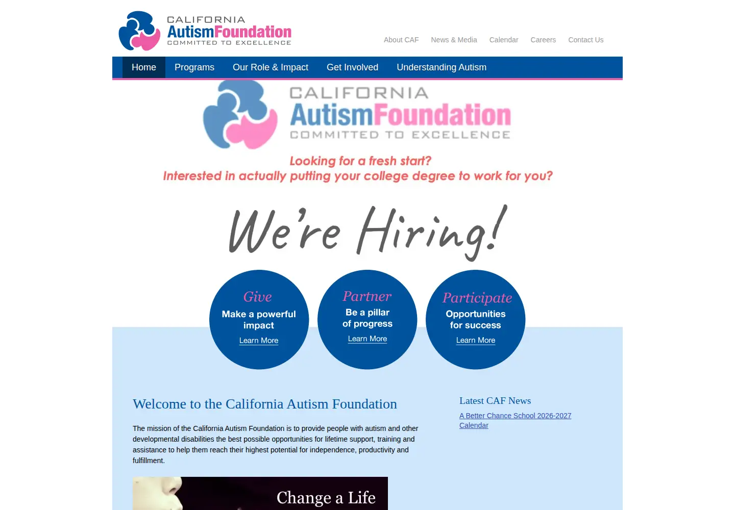 Screenshot of calautism.org