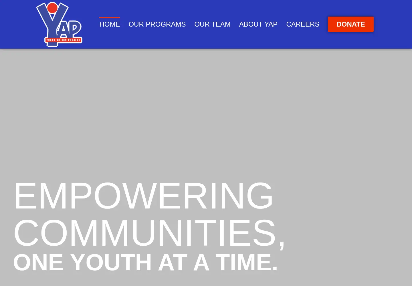 Captured homepage of youthactionproject.org in the current scan