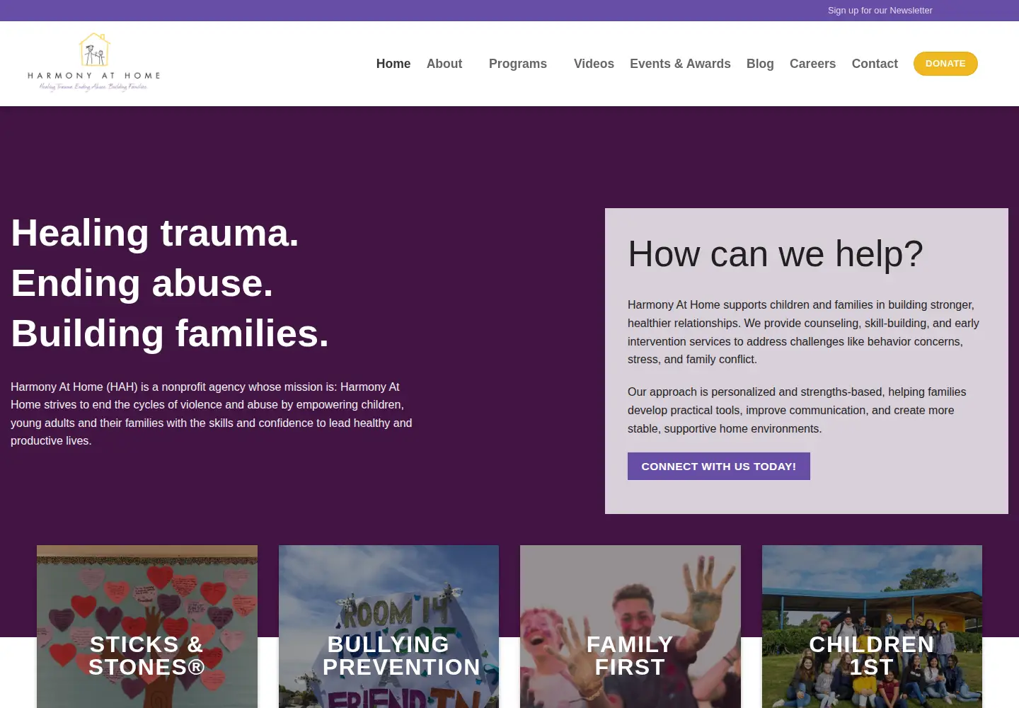 Captured homepage of harmony-at-home.org in the current scan