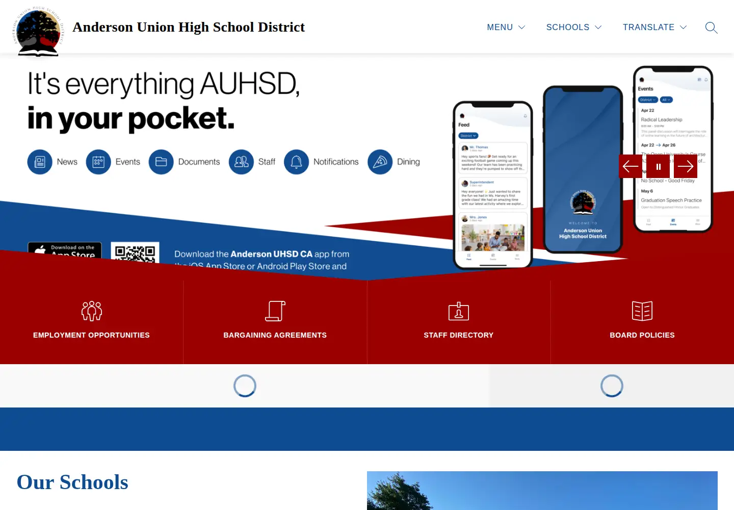 Captured homepage of auhsd.net in the current scan