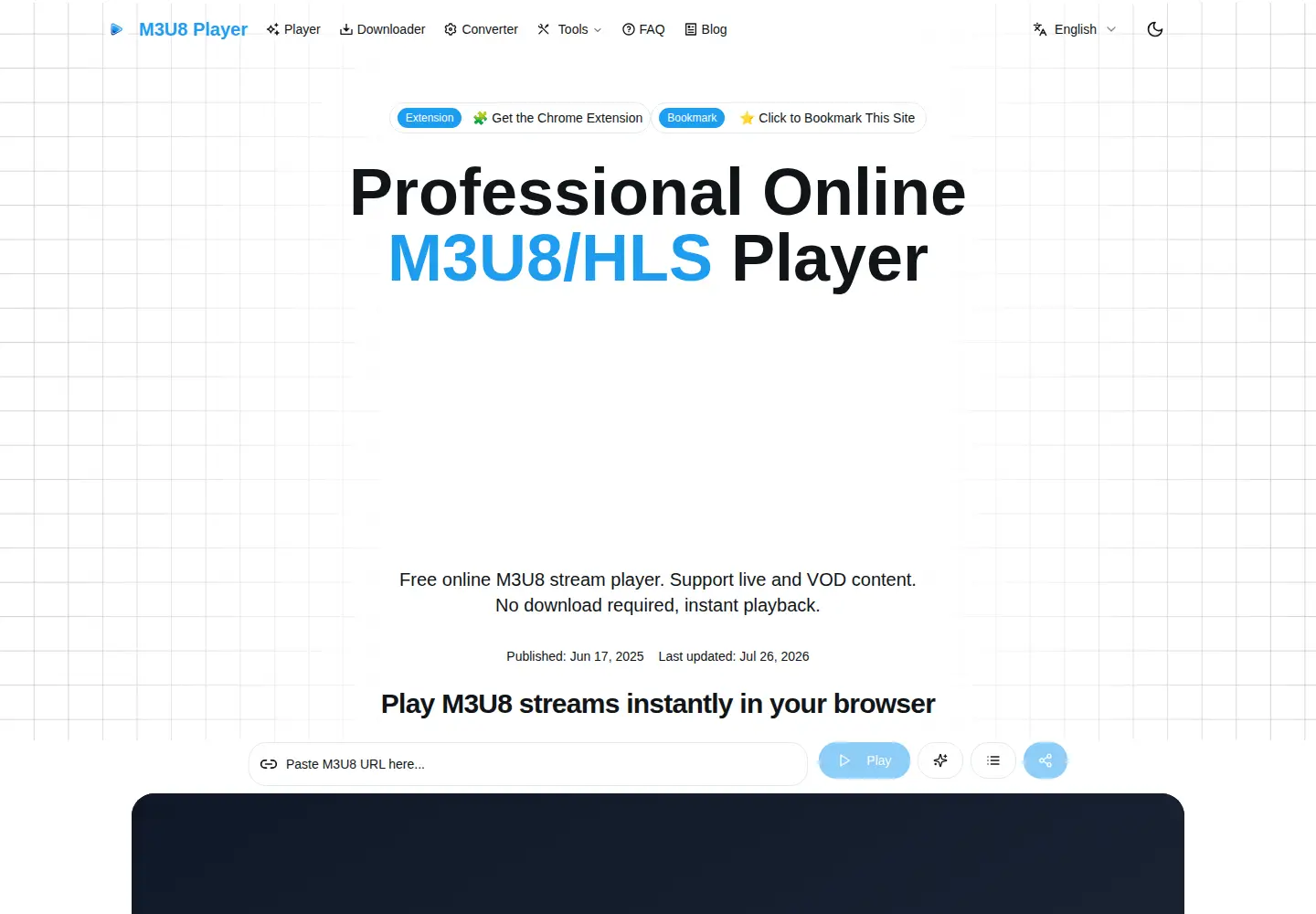 Screenshot of m3u8-player.net