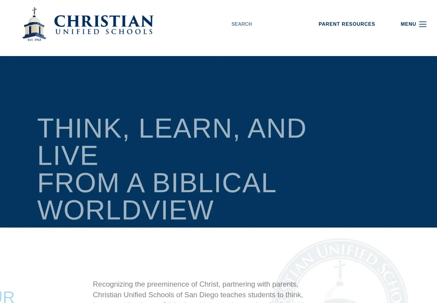 Captured homepage of christianunified.org in the current scan