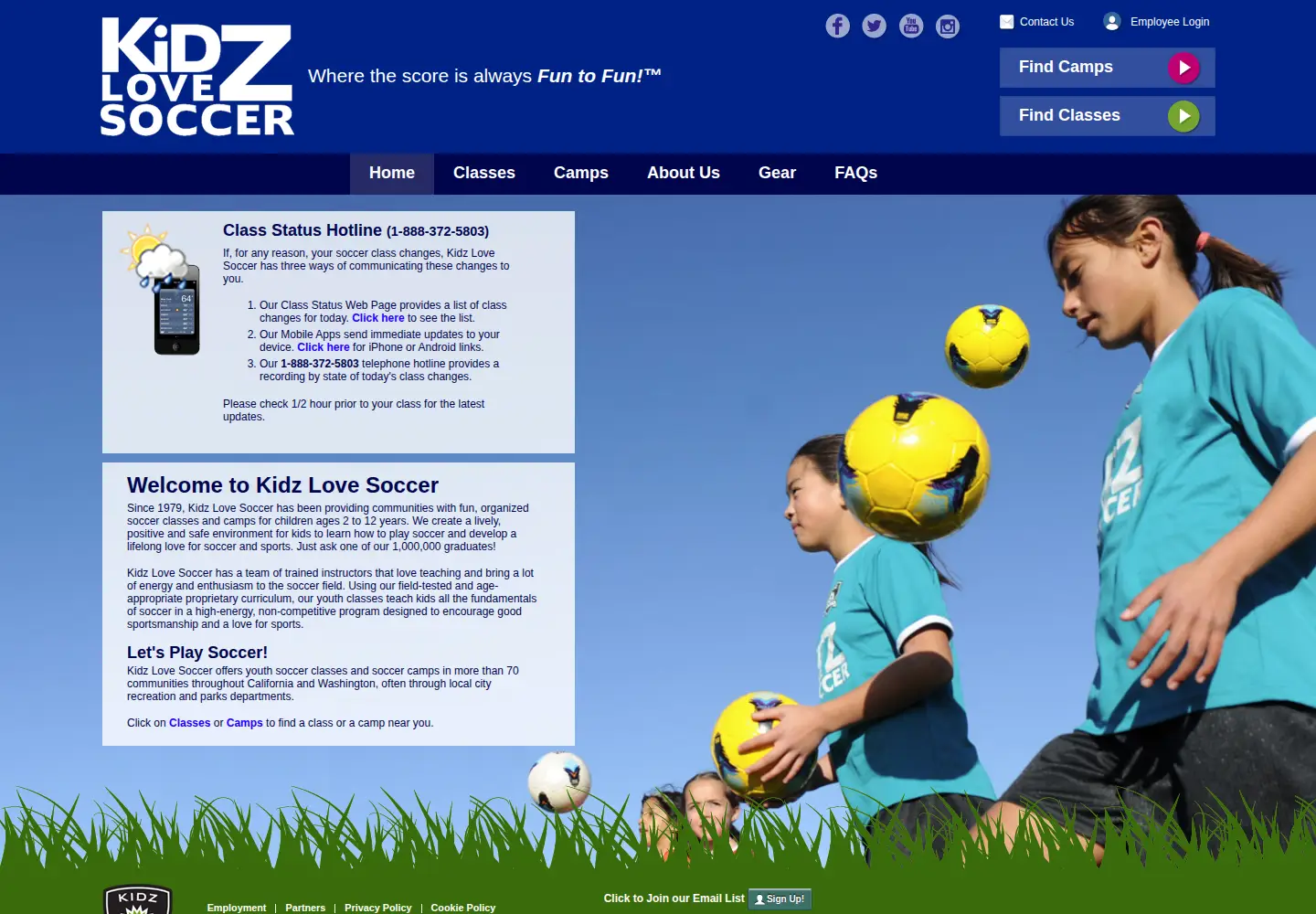 Screenshot of kidzlovesoccer.com