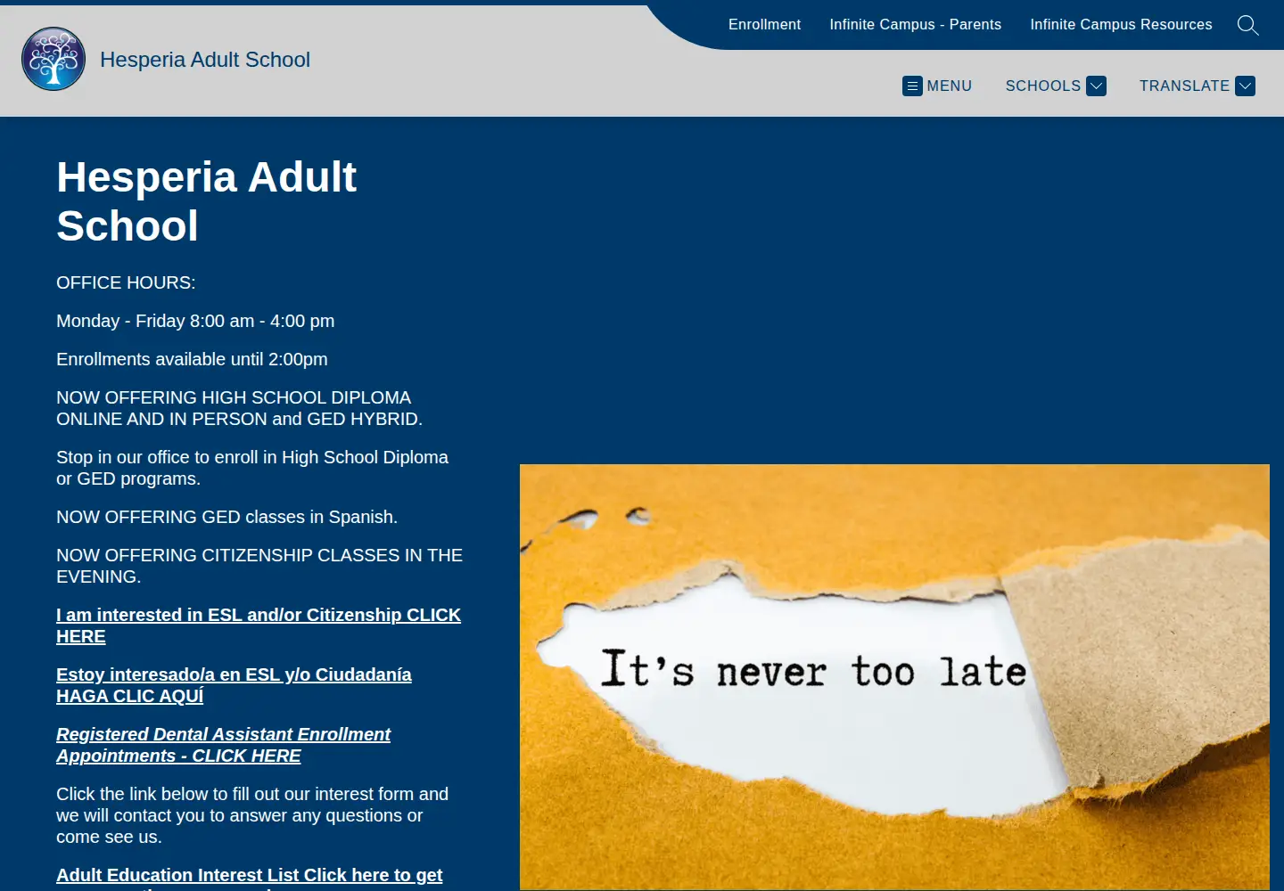 Screenshot of careeradulteducation.com