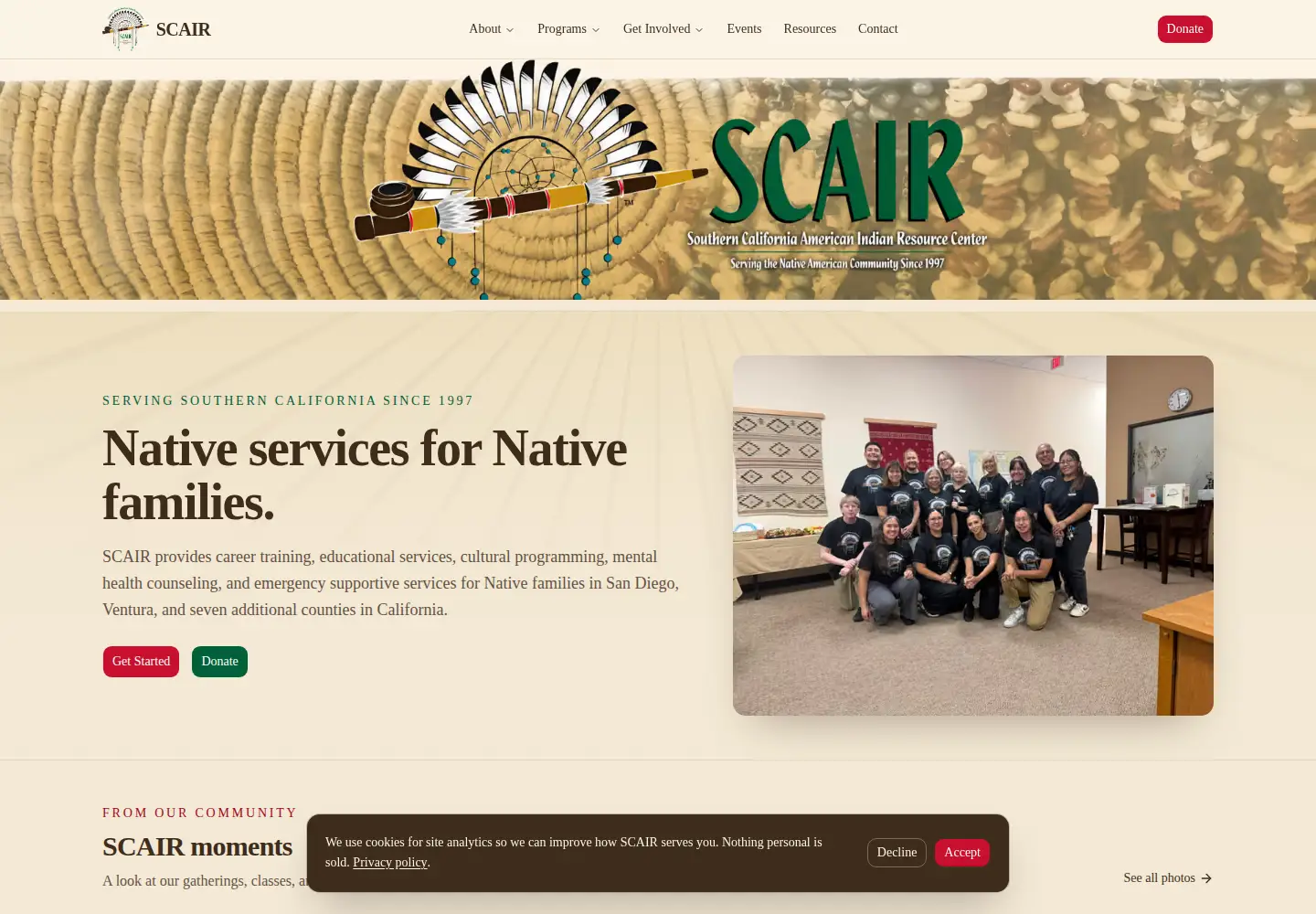 Screenshot of scairinc.org