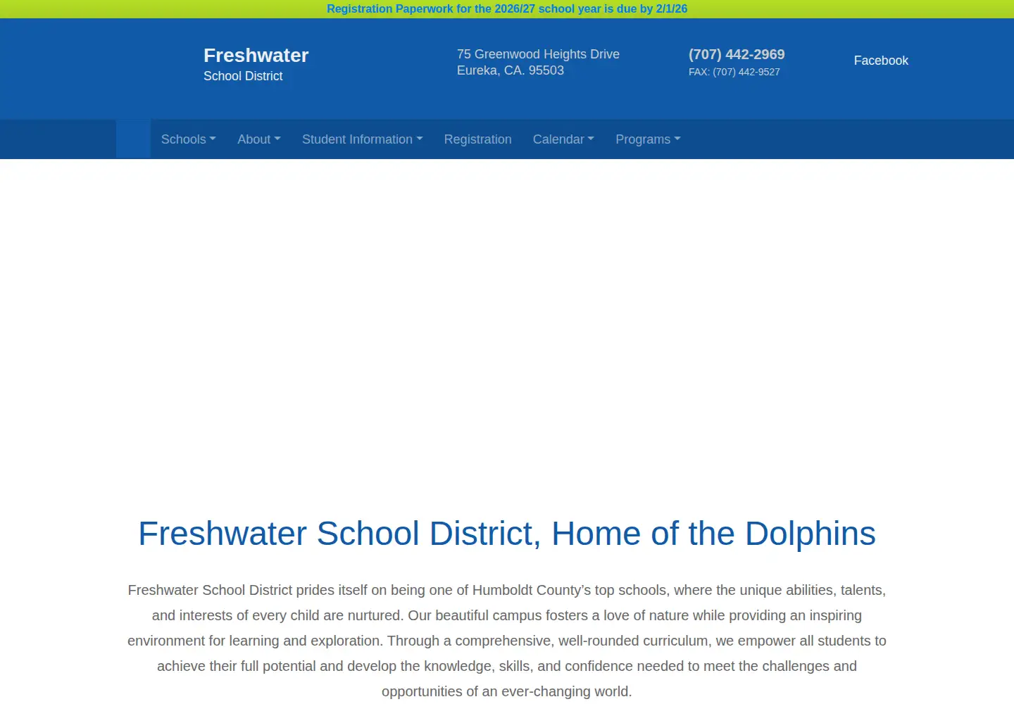 Captured homepage of freshwatersd.org in the current scan