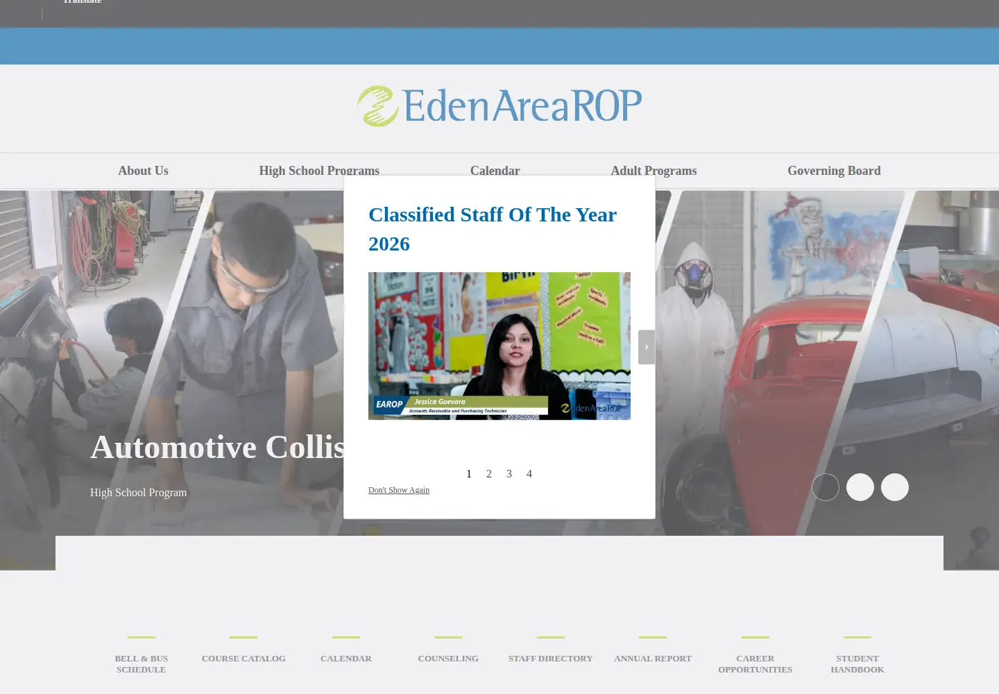 Captured homepage of edenropadultprograms.org in the current scan