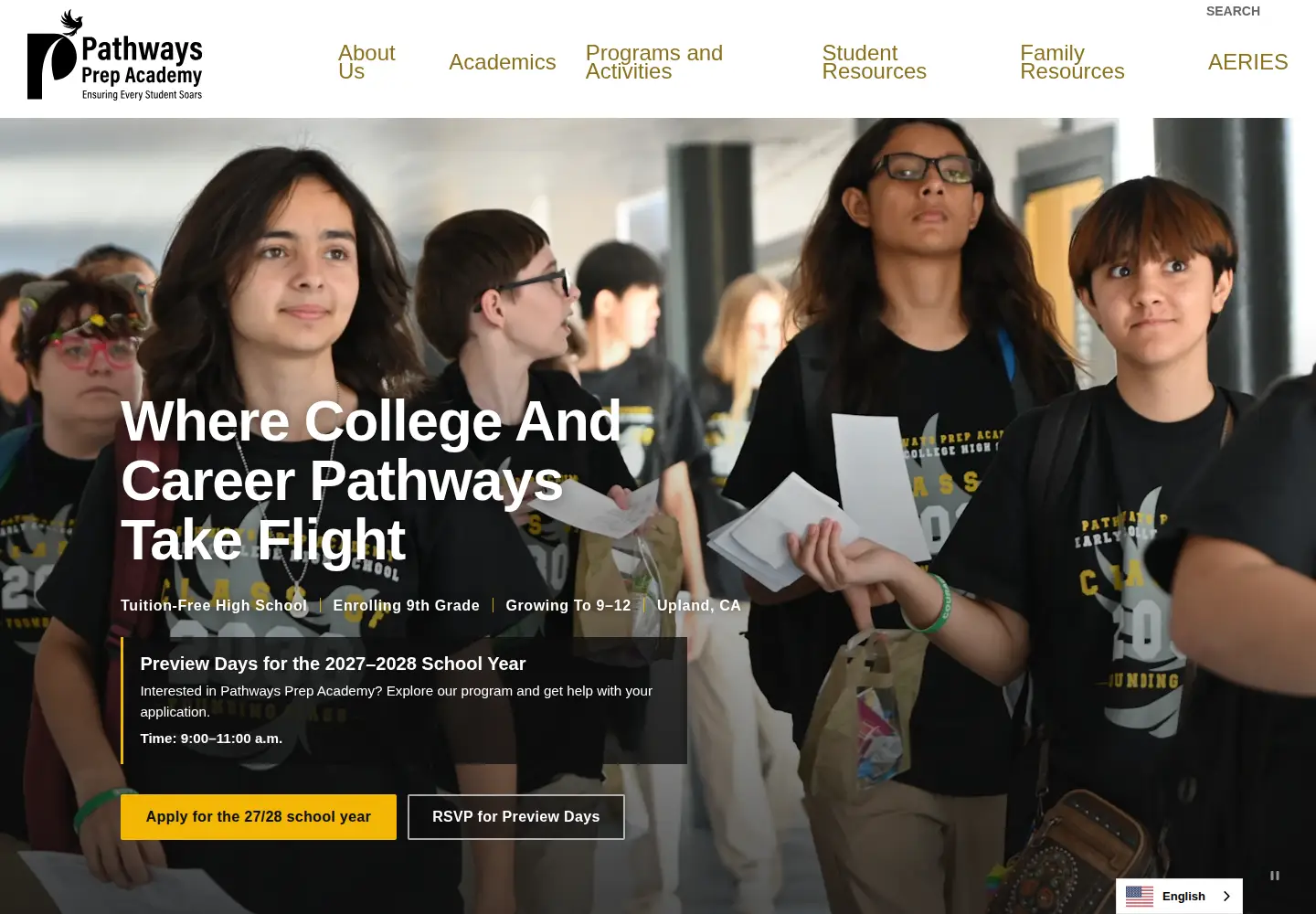 Captured homepage of pathwaysprepacademy.org in the current scan