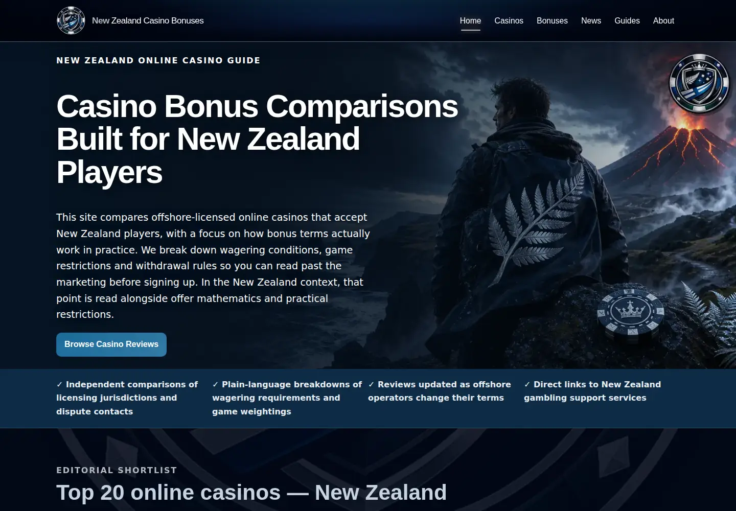 Screenshot of newzealandcasinobonuses.com