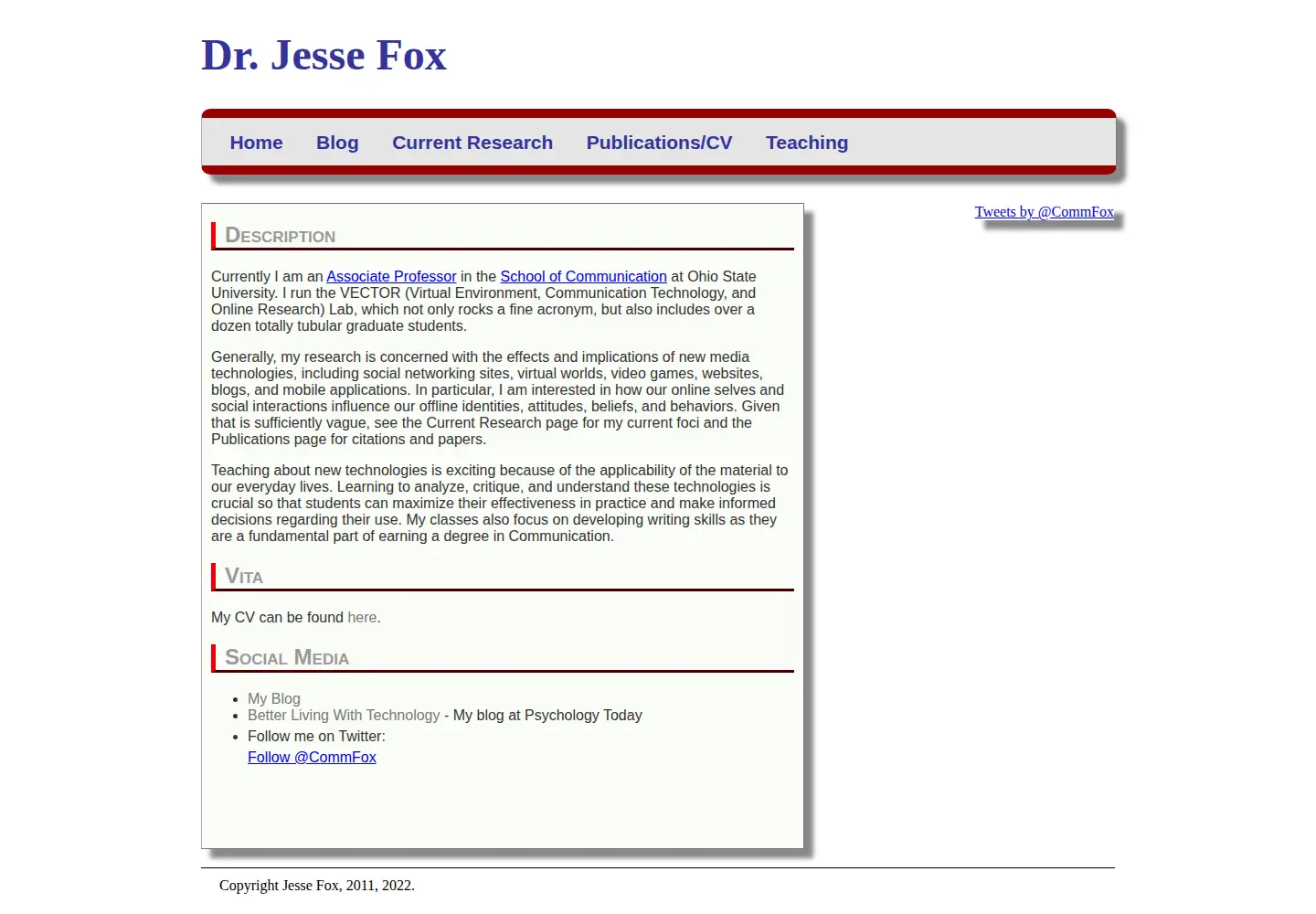 Captured homepage of commfox.org in the current scan
