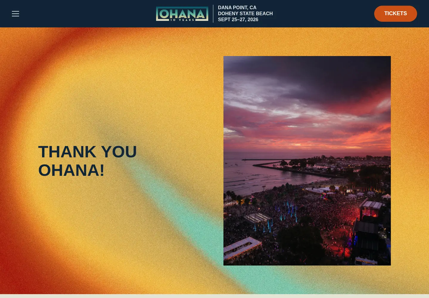 Captured homepage of ohanafest.com in the current scan