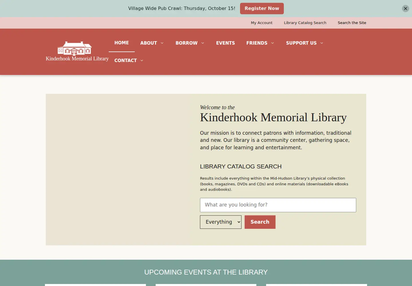 Captured homepage of kinderhooklibrary.org in the current scan