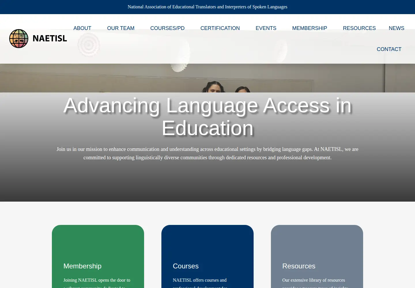 Captured homepage of naetisl.org in the current scan