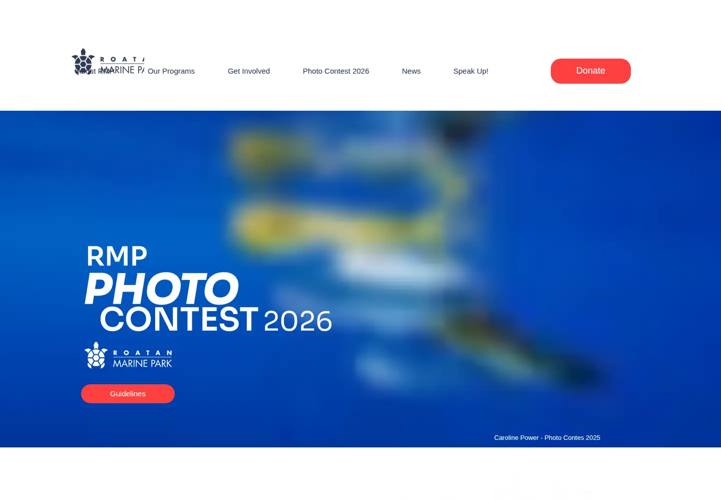Captured homepage of roatanmarinepark.org in the current scan