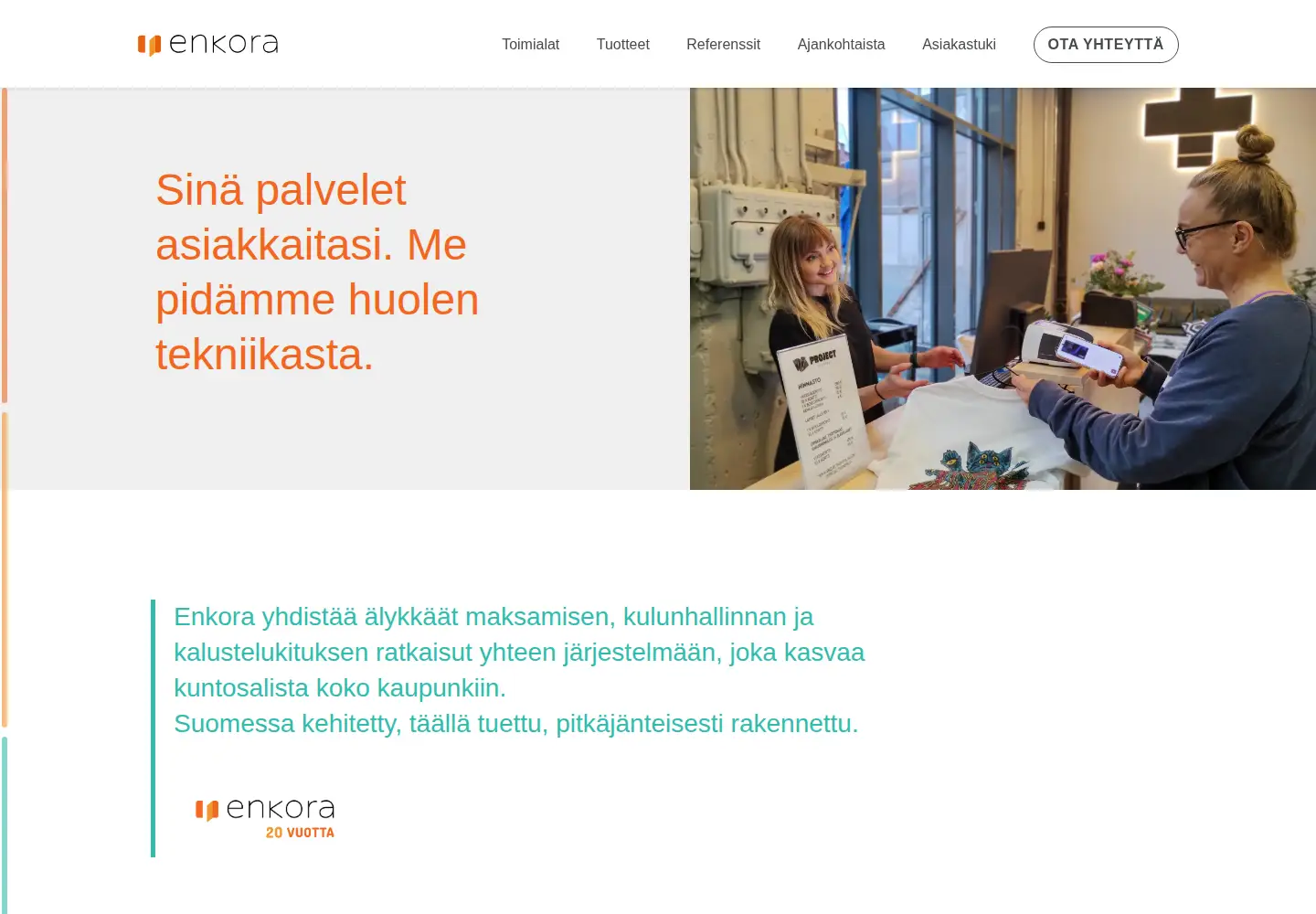 Captured homepage of enkora.fi in the current scan