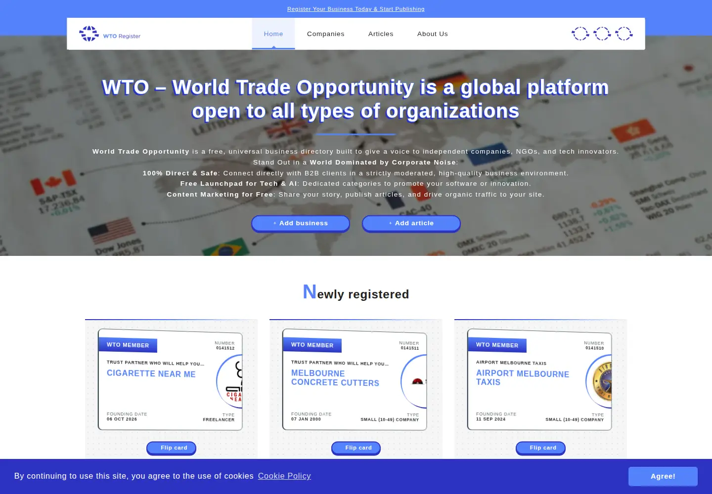 Captured homepage of wtoregister.com in the current scan