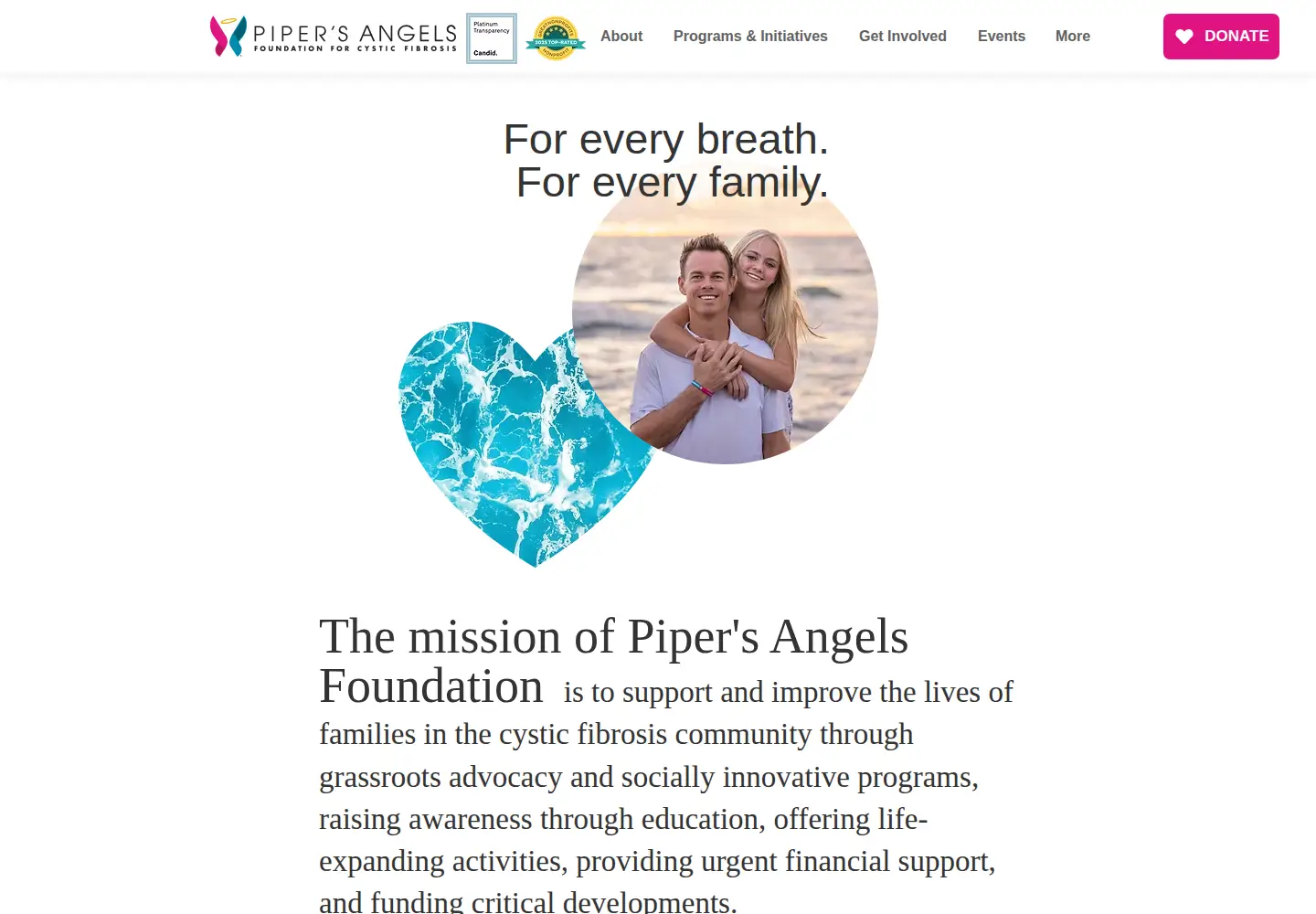 Captured homepage of pipersangels.org in the current scan