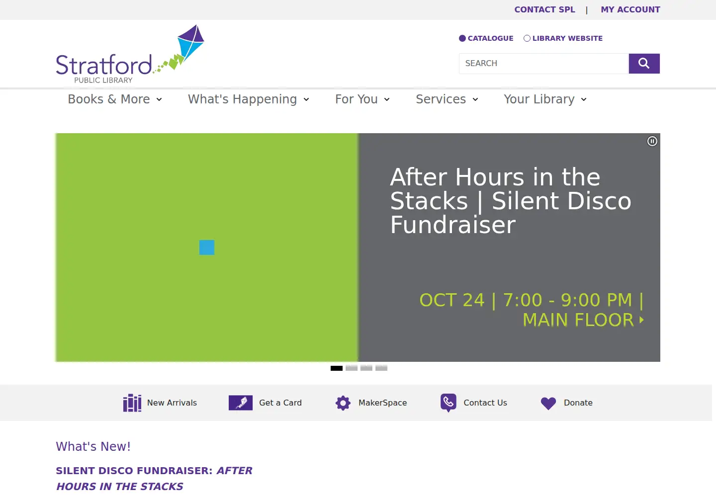 Captured homepage of splibrary.ca in the current scan