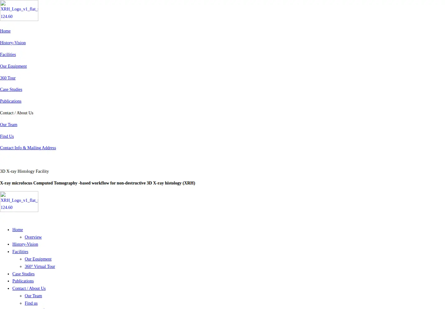 Captured homepage of xrayhistology.org in the current scan