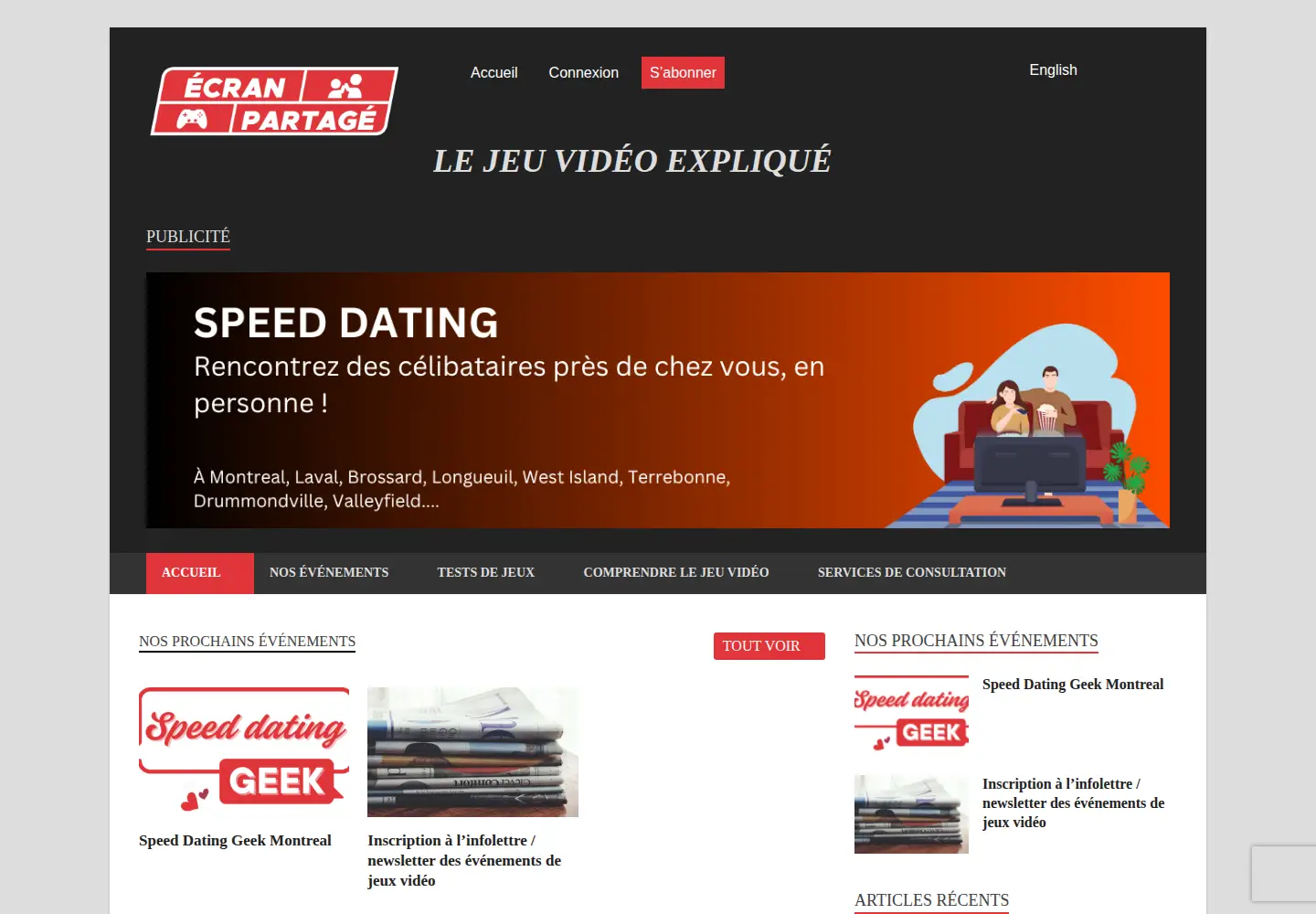 Captured homepage of ecranpartage.ca in the current scan