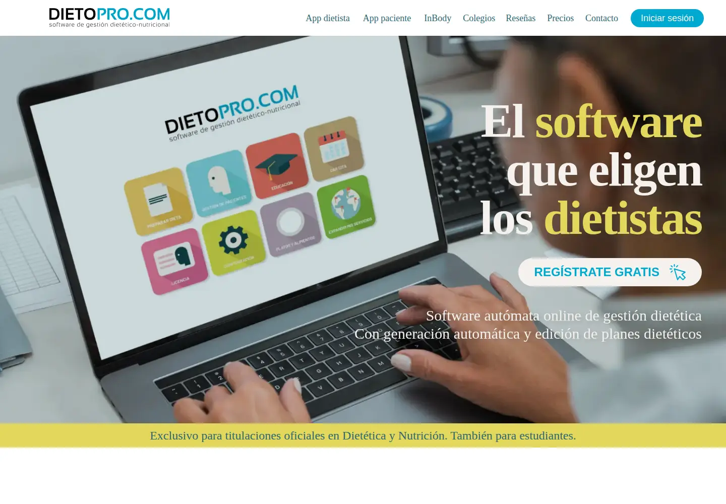 Captured homepage of dietopro.com in the current scan