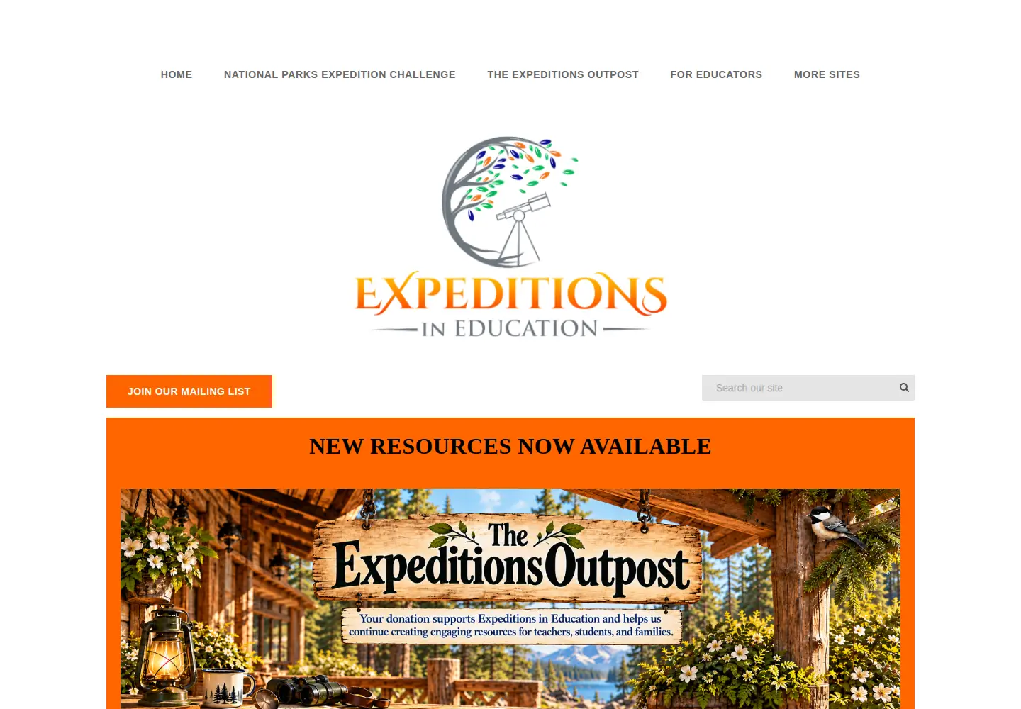Captured homepage of expeditionsineducation.org in the current scan