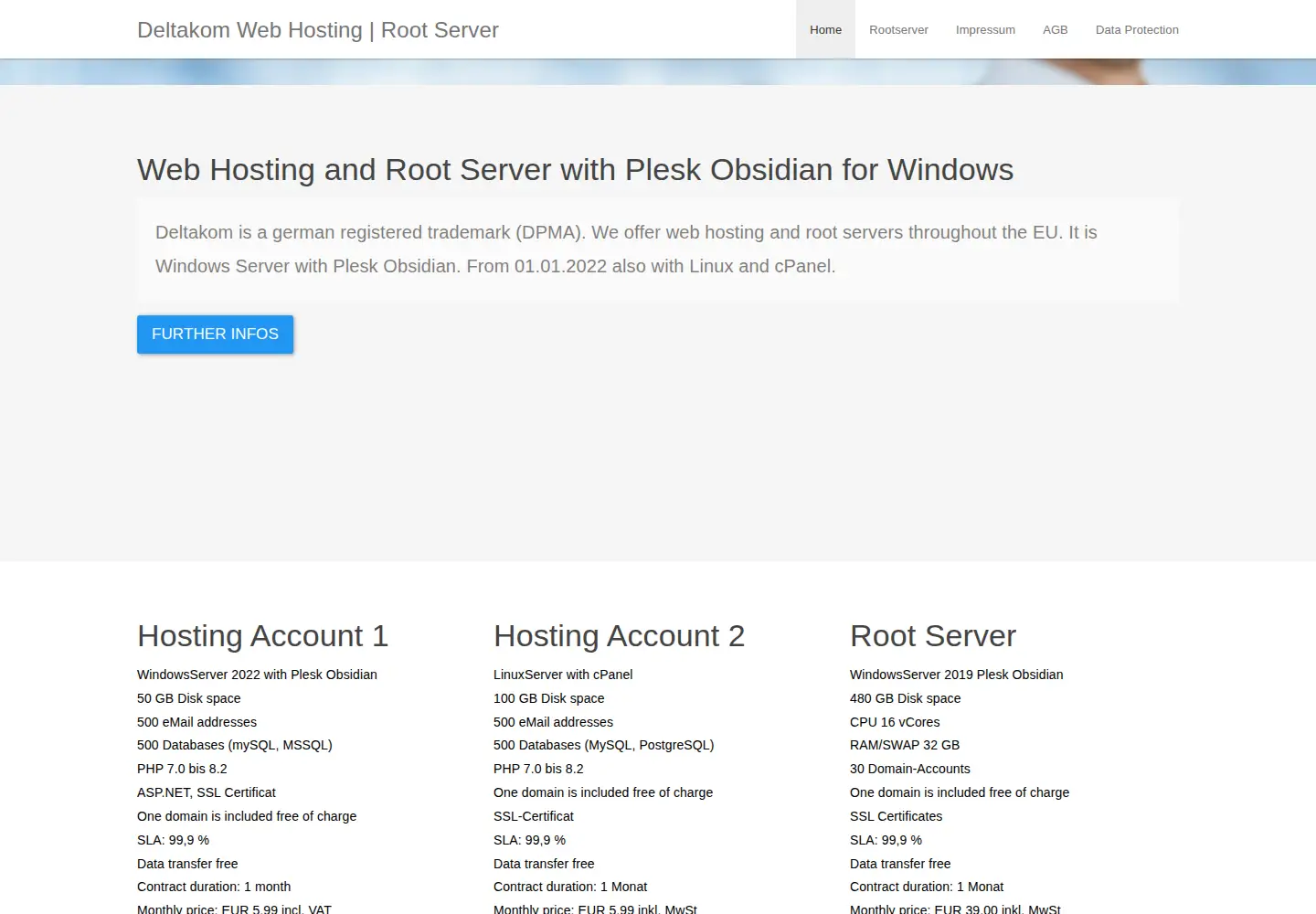 Captured homepage of deltakom.eu in the current scan