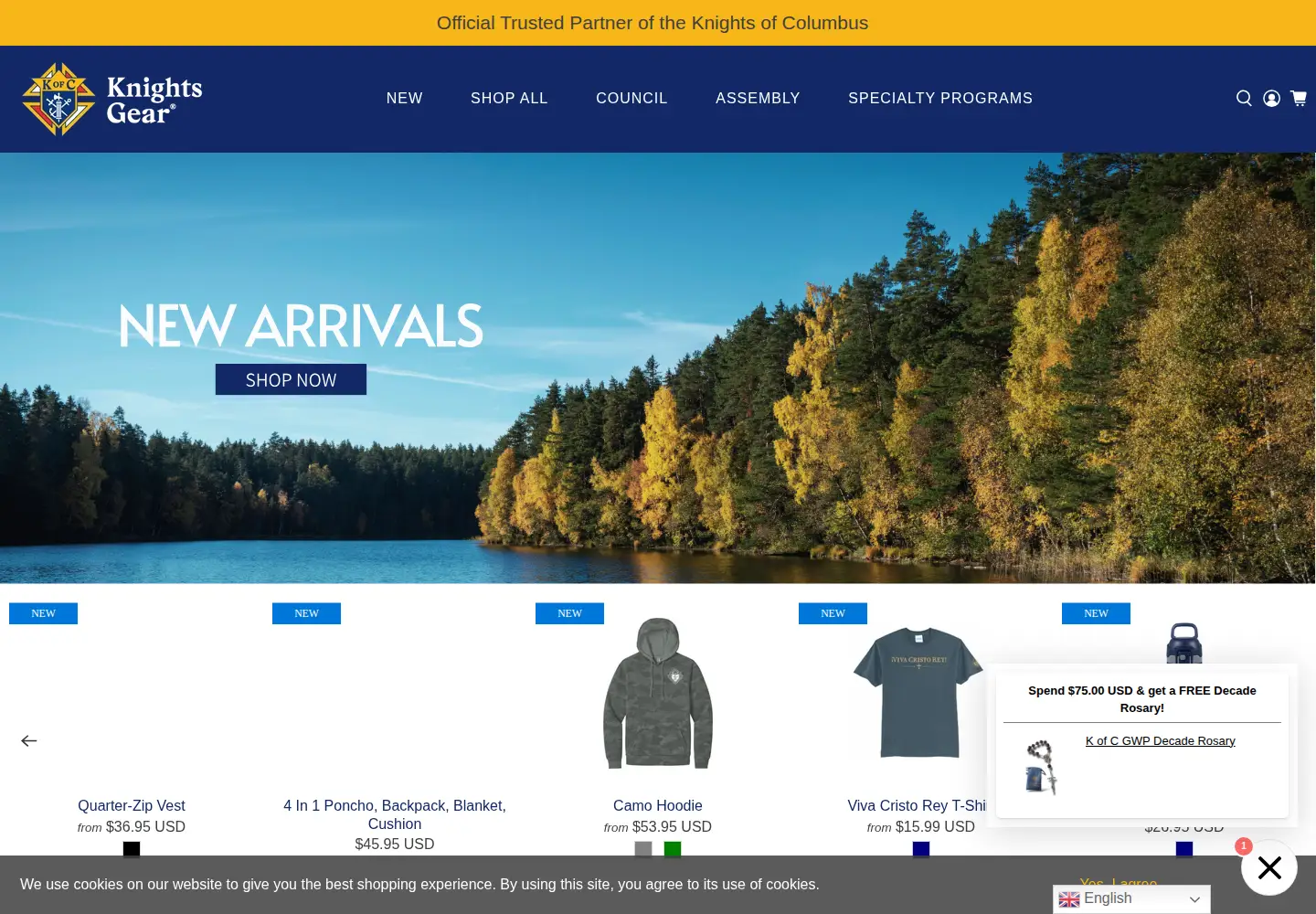 Captured homepage of knightsgear.com in the current scan