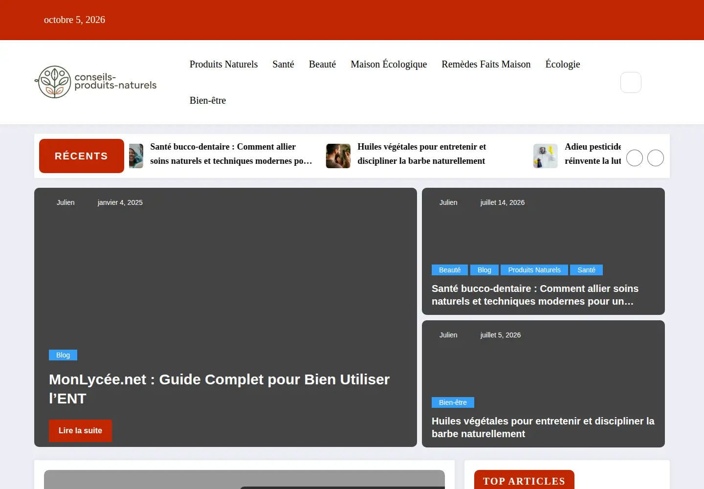 Screenshot of conseils-produits-naturels.fr