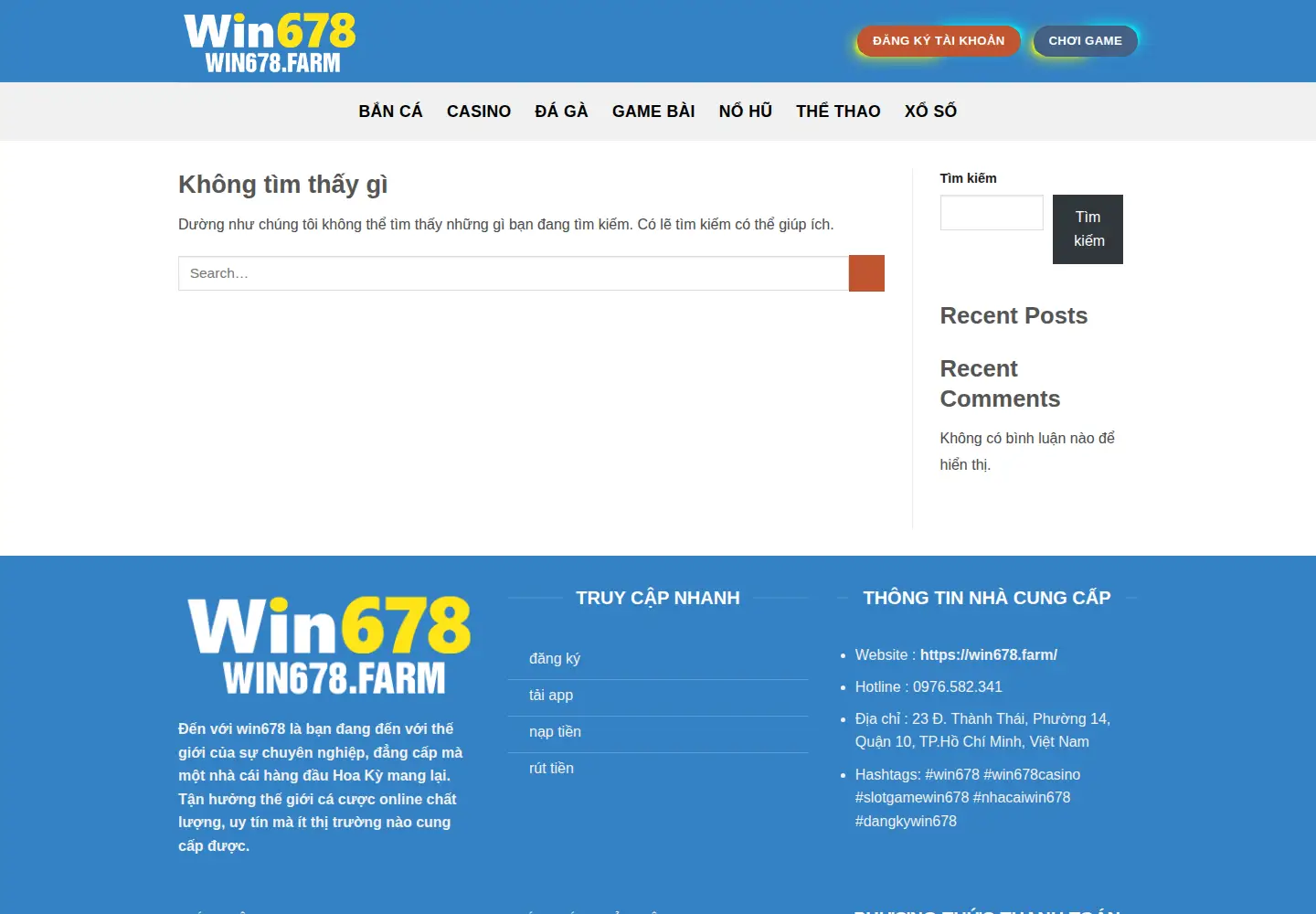 Captured homepage of win678.farm in the current scan