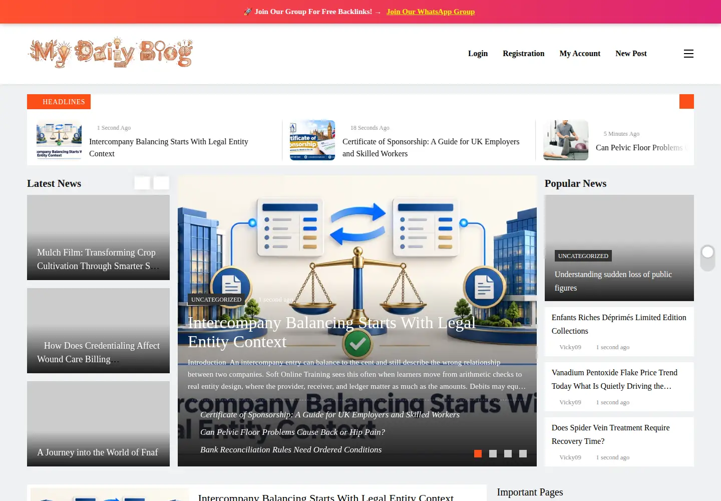 Captured homepage of mydailyblog.org in the current scan