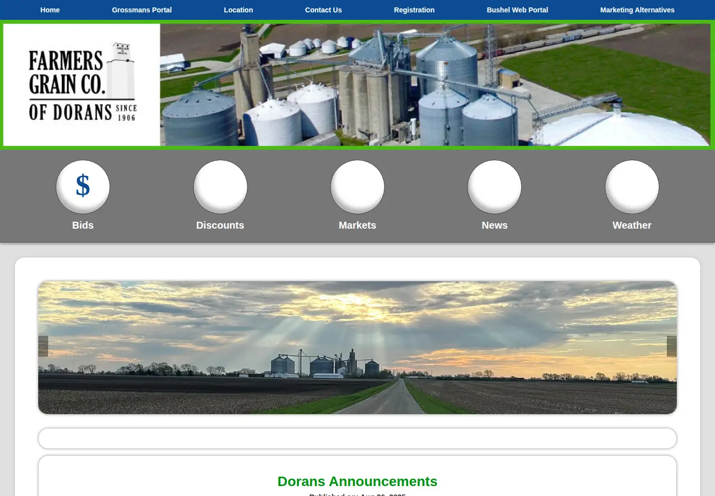 Captured homepage of doransfarmers.com in the current scan