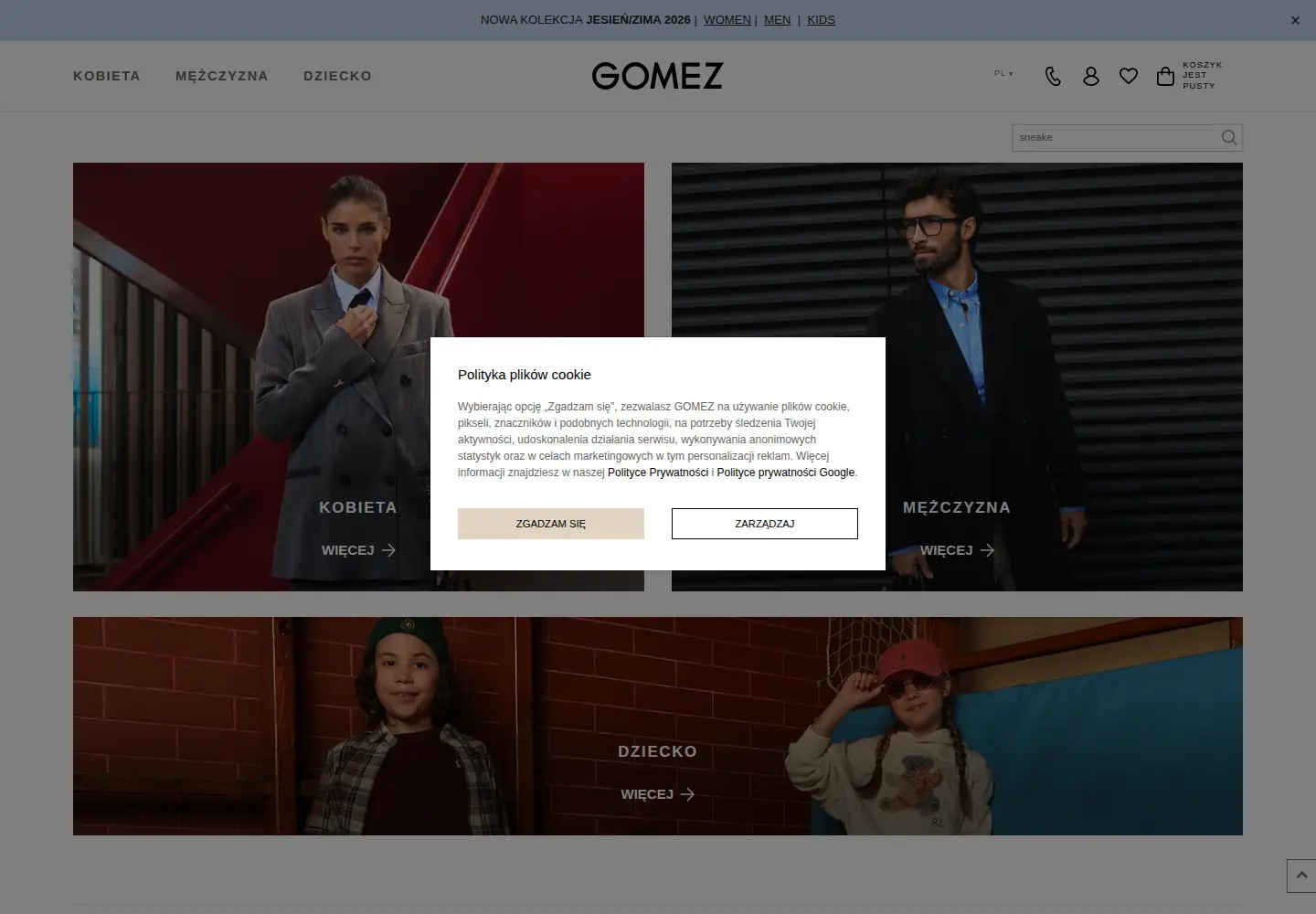 Captured homepage of gomez.pl in the current scan