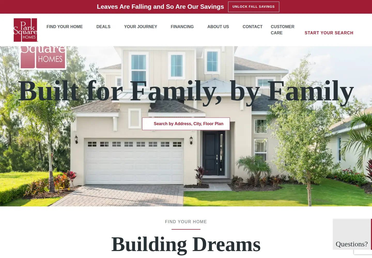 Captured homepage of parksquarehomes.com in the current scan