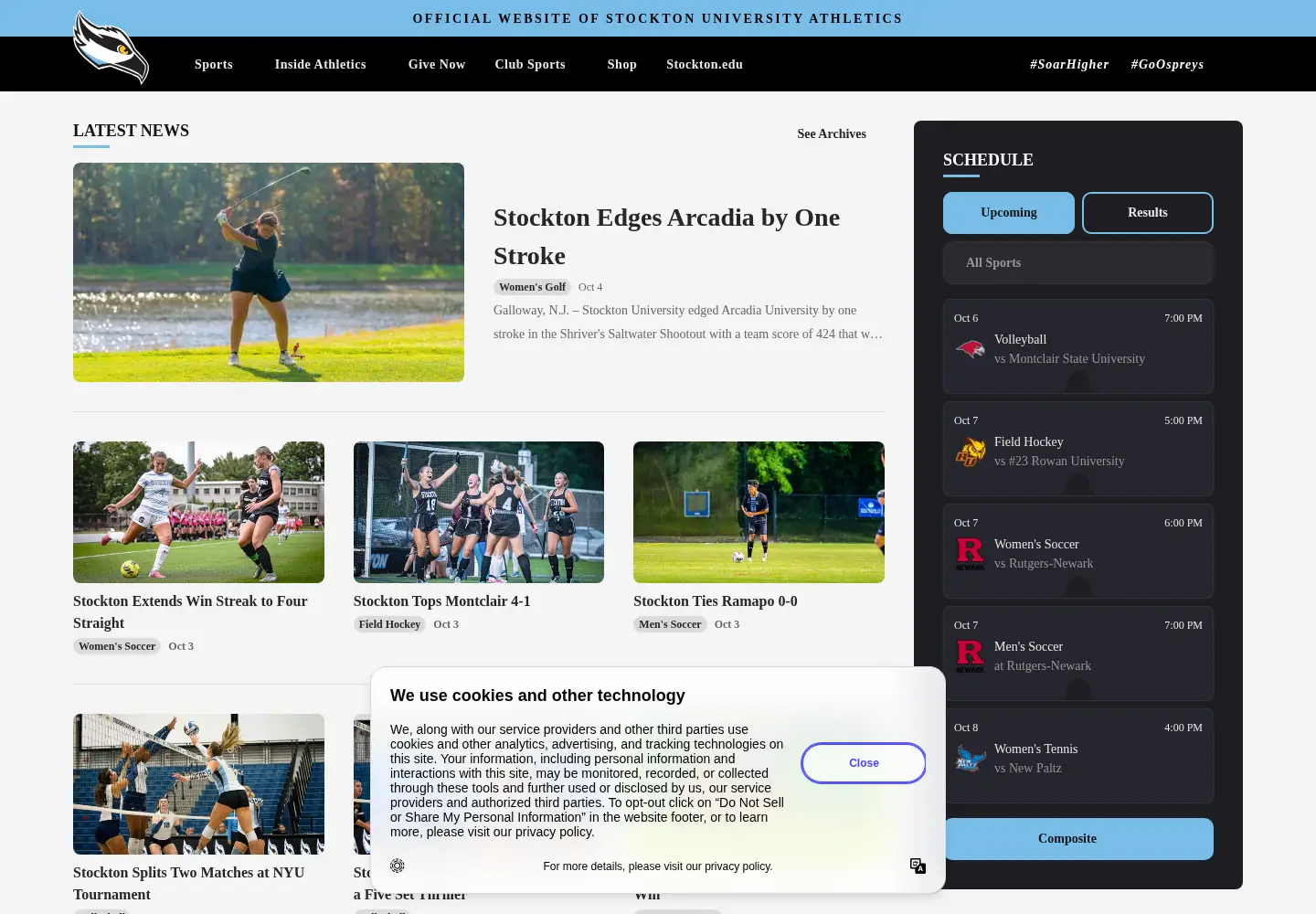 Screenshot of stocktonathletics.com