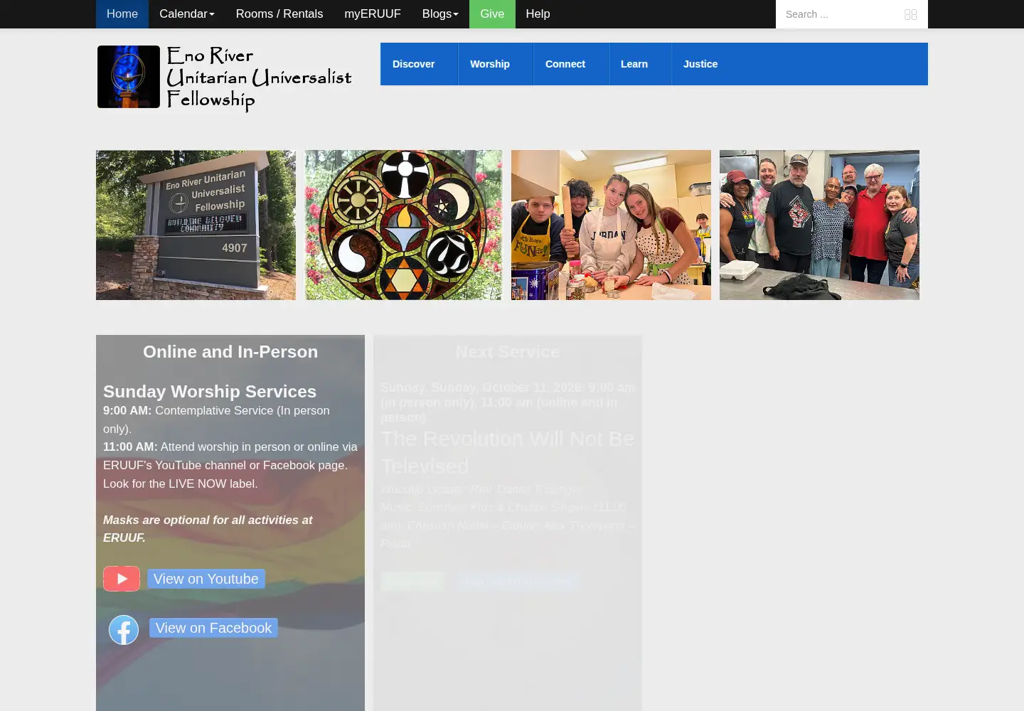 Captured homepage of eruuf.org in the current scan