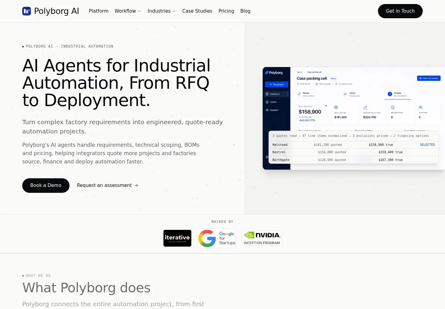 Captured homepage of polyborg.ai in the current scan