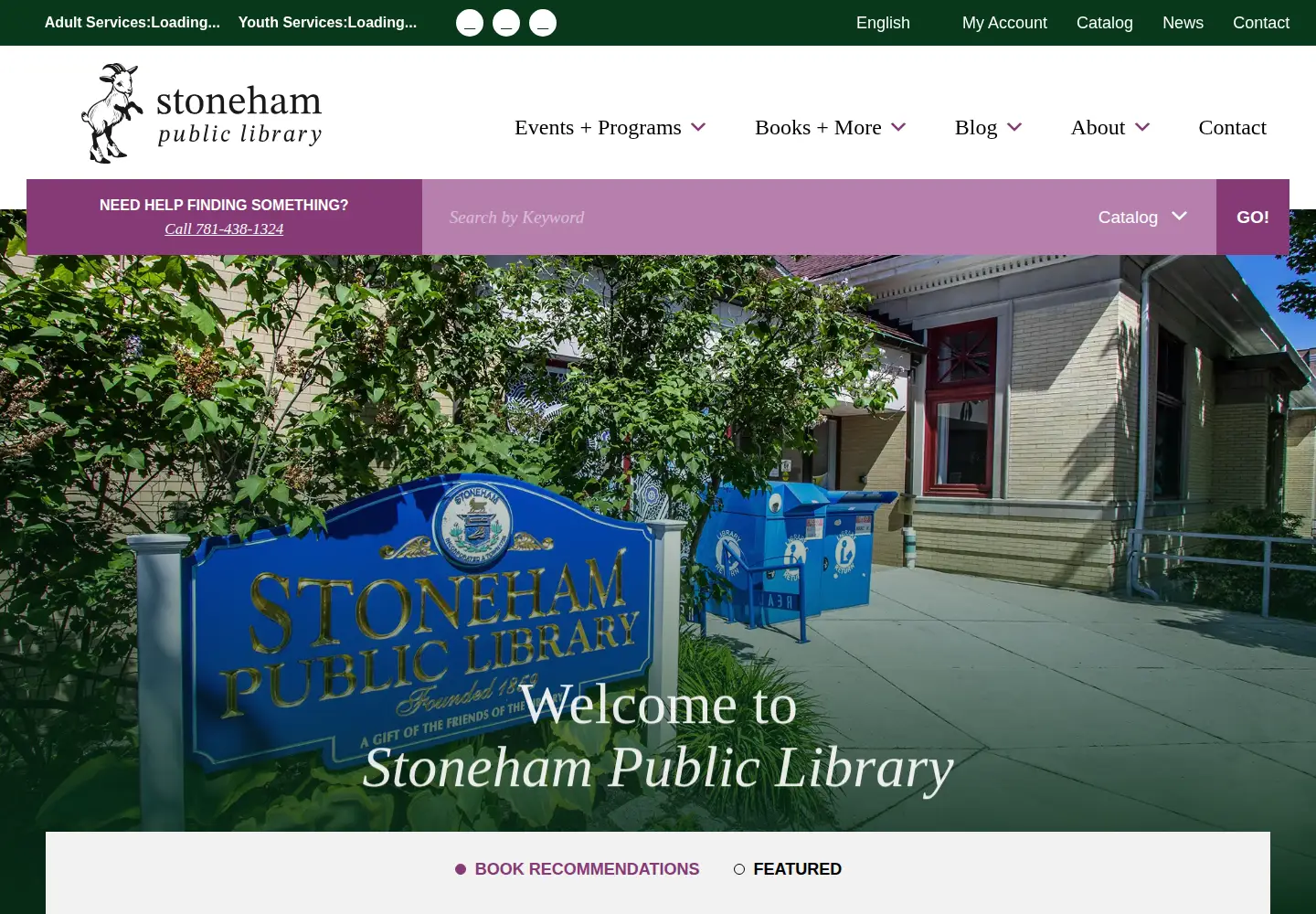 Screenshot of stonehamlibrary.org