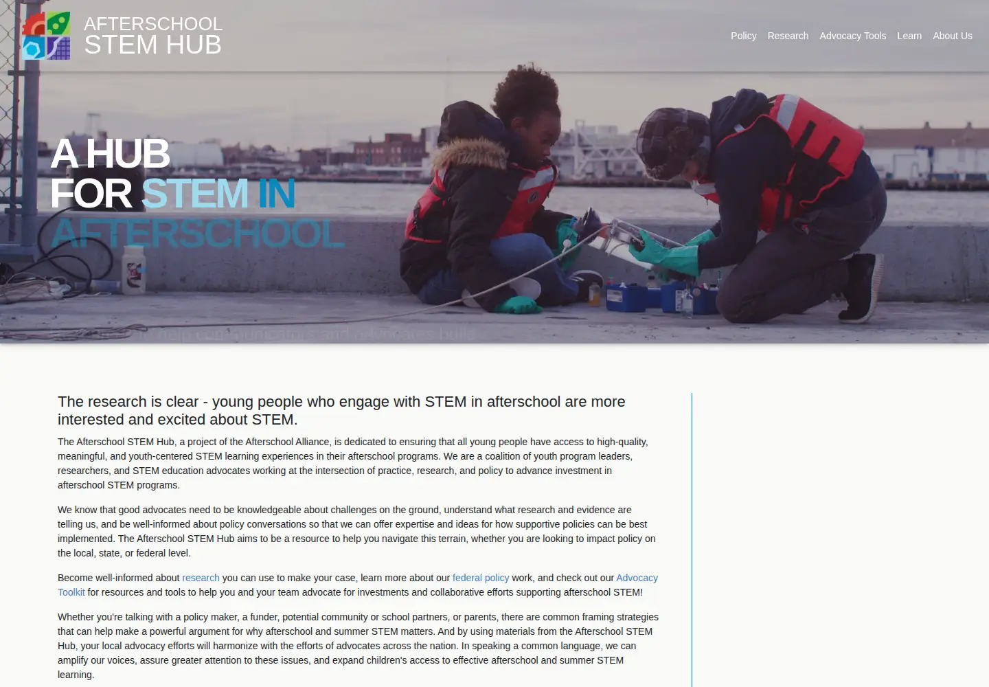 Screenshot of afterschoolstemhub.org