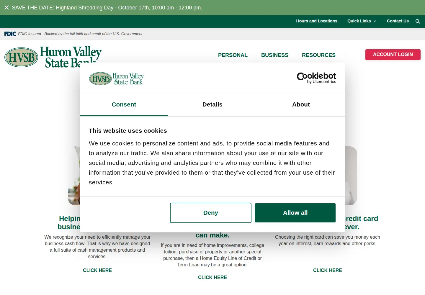 Screenshot of hvsb.com