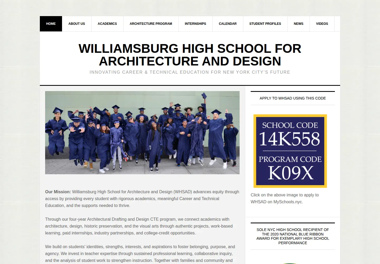 Captured homepage of whsad.org in the current scan