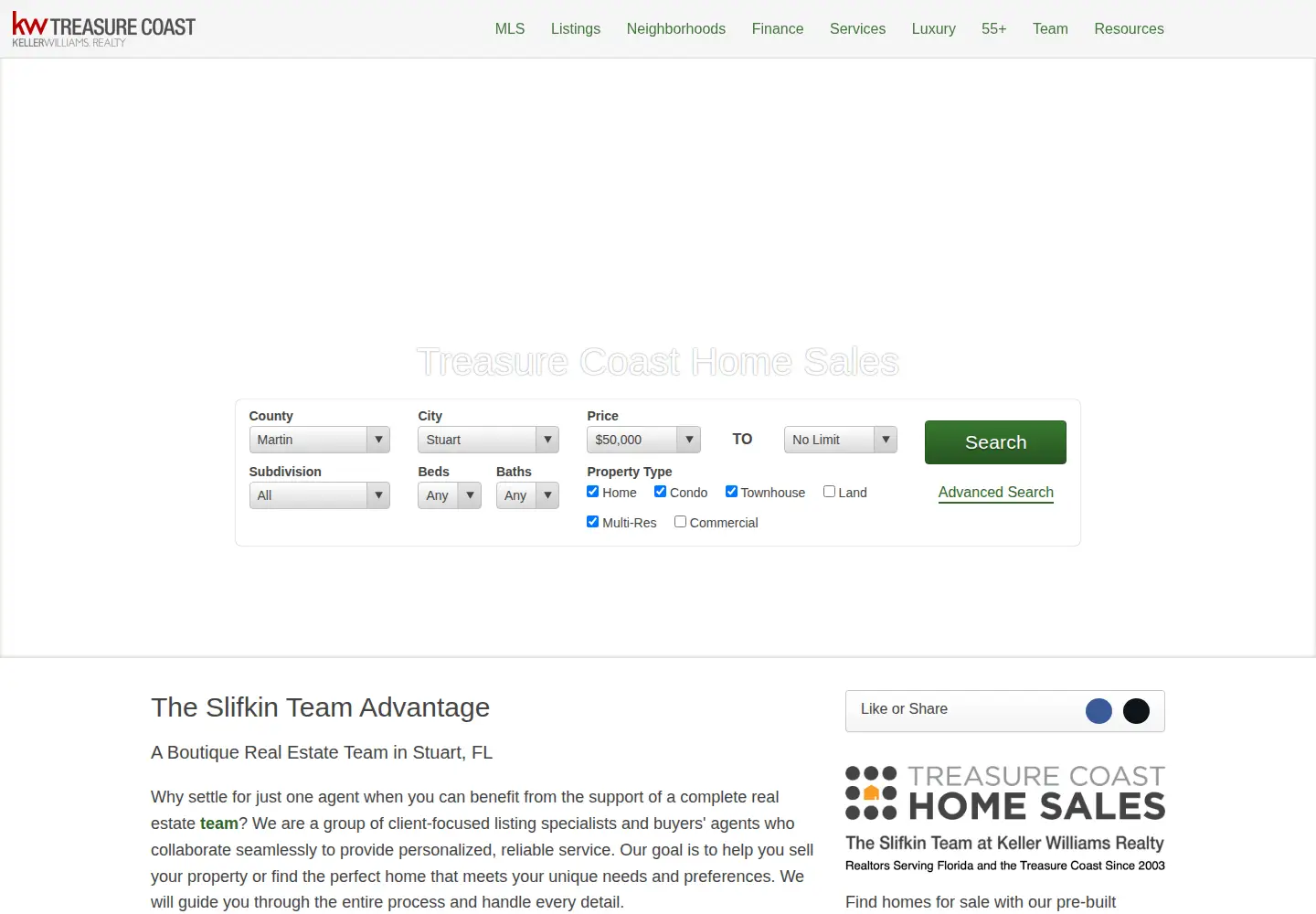 Captured homepage of treasurecoasthomesales.com in the current scan