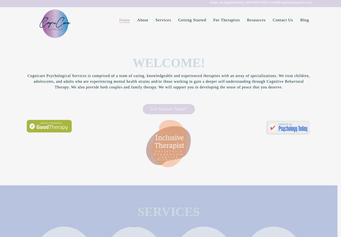 Captured homepage of cognicarepsych.com in the current scan