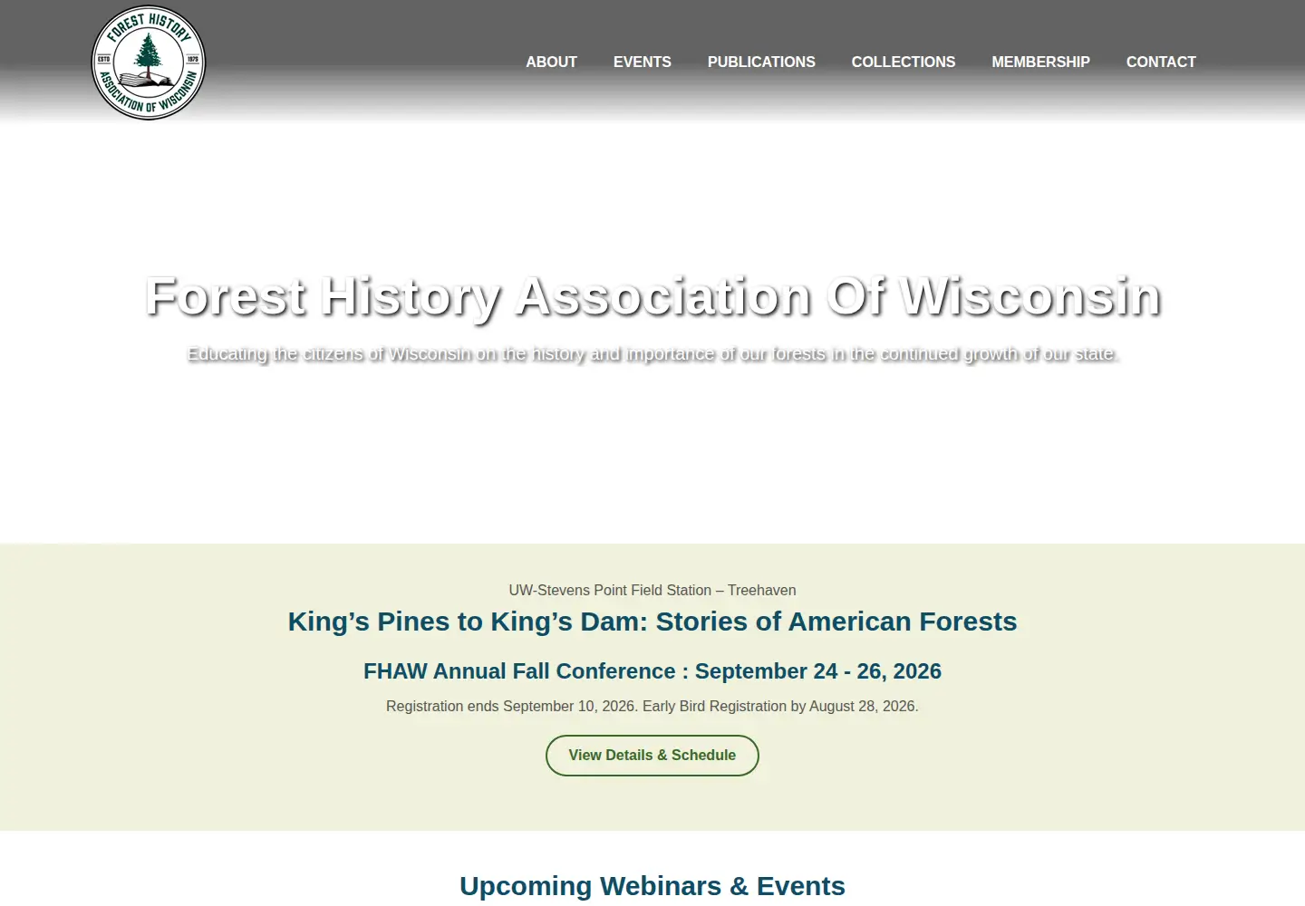 Screenshot of foresthistoryassociationwi.com