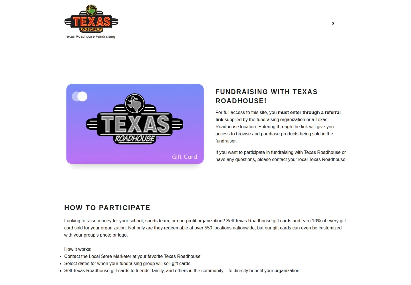 Captured homepage of txrhgiftcards.com in the current scan