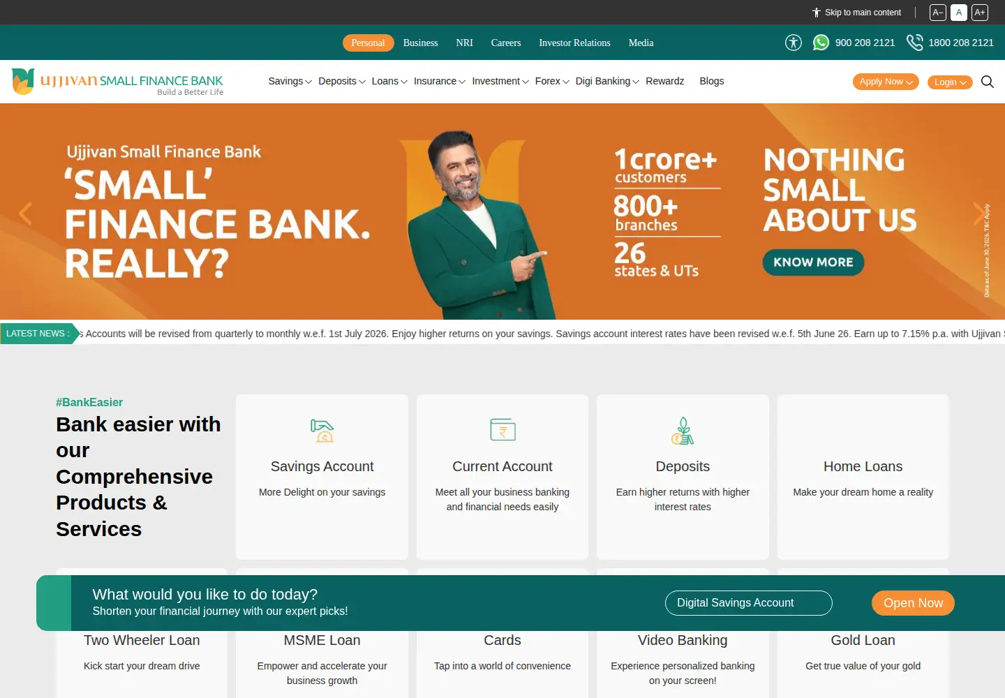 Captured homepage of ujjivansfb.bank.in in the current scan